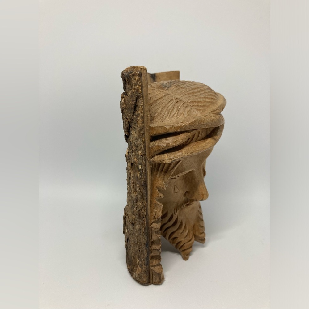Vintage Weeping Jesus Wood Hand Carved Religious Folk Art - Picture 6 of 9